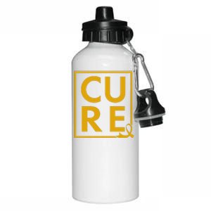 CURE Childhood Cancer Awareness Yellow Gold Ribbon Aluminum Water Bottle