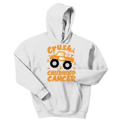 Crush Childhood Cancer Awareness Monster Truck & Gold Ribbon Kids Hoodie