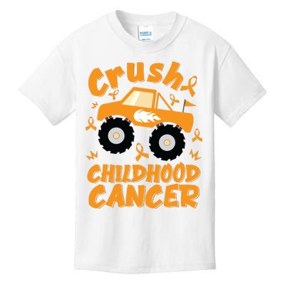 Crush Childhood Cancer Awareness Monster Truck & Gold Ribbon Kids T-Shirt