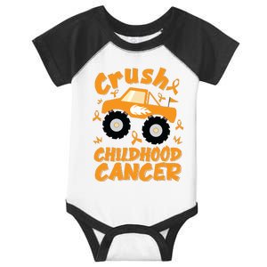 Crush Childhood Cancer Awareness Monster Truck & Gold Ribbon Infant Baby Jersey Bodysuit