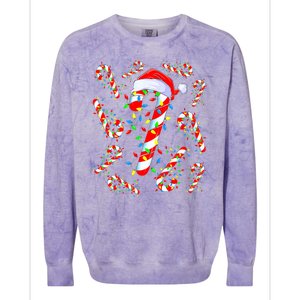 Christmas Candy Cane Santa Lights Colorblast Crewneck Sweatshirt