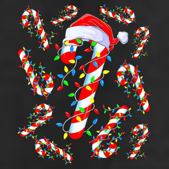 Christmas Candy Cane Santa Lights 7 Panel Mesh Trucker Snapback Hat
