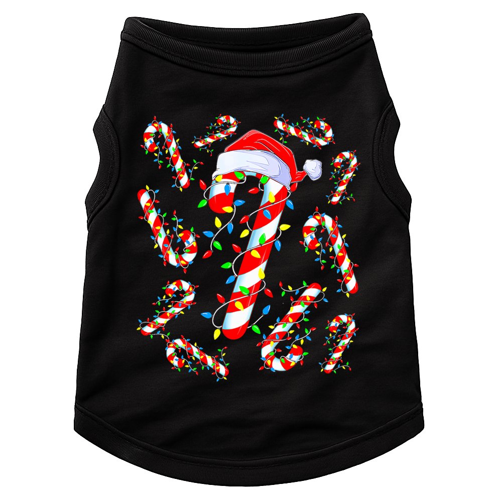 Christmas Candy Cane Santa Lights Doggie Tank