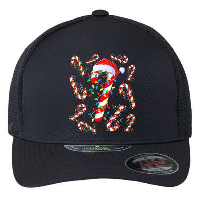 Christmas Candy Cane Santa Lights Flexfit Unipanel Trucker Cap