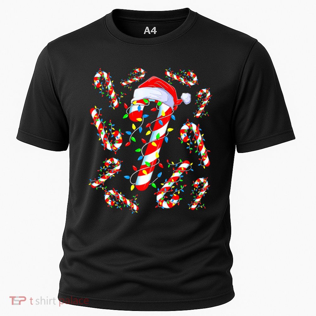 Christmas Candy Cane Santa Lights Performance Shirt