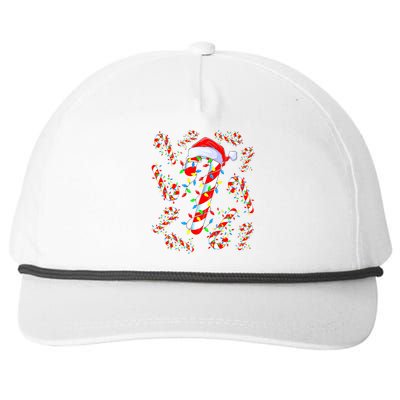 Christmas Candy Cane Santa Lights Snapback Five-Panel Rope Hat