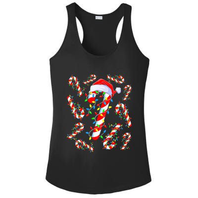 Christmas Candy Cane Santa Lights Ladies PosiCharge Competitor Racerback Tank