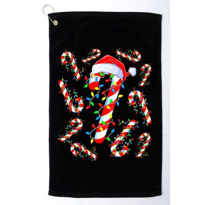 Christmas Candy Cane Santa Lights Golf Towel