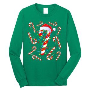 Christmas Candy Cane Santa Lights Long Sleeve Shirt