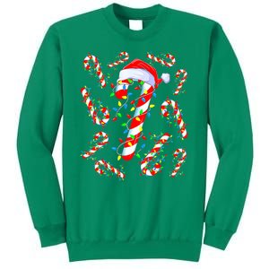 Christmas Candy Cane Santa Lights Sweatshirt