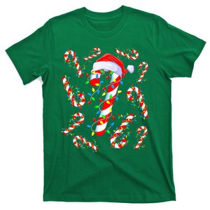 Christmas Candy Cane Santa Lights T-Shirt