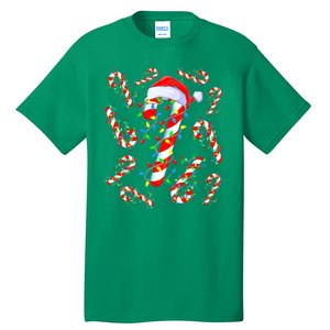 Christmas Candy Cane Santa Lights Tall T-Shirt