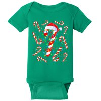 Christmas Candy Cane Santa Lights Baby Bodysuit
