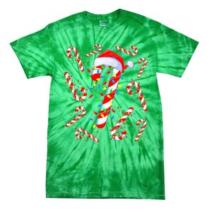 Christmas Candy Cane Santa Lights Tie-Dye T-Shirt