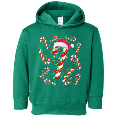 Christmas Candy Cane Santa Lights Toddler Hoodie
