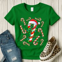 Christmas Candy Cane Santa Lights Womens T-Shirt