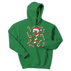 Christmas Candy Cane Santa Lights Kids Hoodie