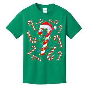 Christmas Candy Cane Santa Lights Kids T-Shirt