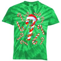 Christmas Candy Cane Santa Lights Kids Tie-Dye T-Shirt