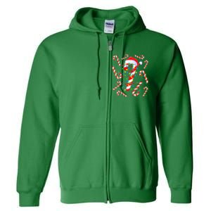 Christmas Candy Cane Santa Lights Full Zip Hoodie