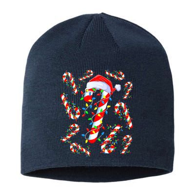 Christmas Candy Cane Santa Lights Sustainable Beanie