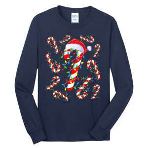 Christmas Candy Cane Santa Lights Tall Long Sleeve T-Shirt