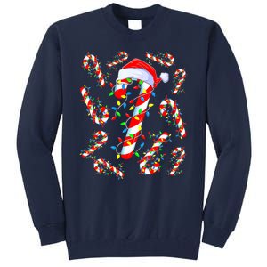 Christmas Candy Cane Santa Lights Tall Sweatshirt