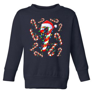 Christmas Candy Cane Santa Lights Toddler Sweatshirt