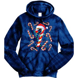 Christmas Candy Cane Santa Lights Tie Dye Hoodie