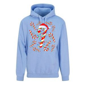 Christmas Candy Cane Santa Lights Unisex Surf Hoodie