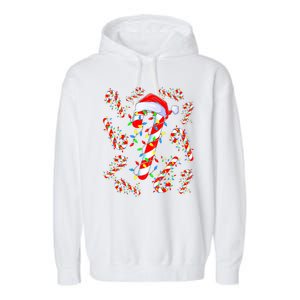 Christmas Candy Cane Santa Lights Garment-Dyed Fleece Hoodie