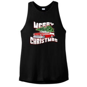 Classic Car Christmas Merry Christmas Ladies PosiCharge Tri-Blend Wicking Tank