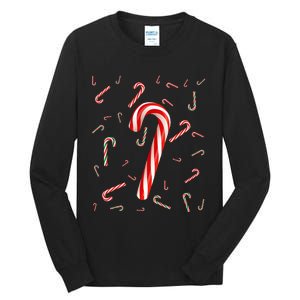 Christmas Candy Cane Santa Hat Xmas Holiday Tall Long Sleeve T-Shirt