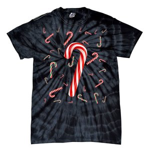 Christmas Candy Cane Santa Hat Xmas Holiday Tie-Dye T-Shirt