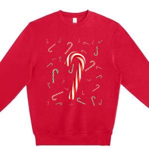 Christmas Candy Cane Santa Hat Xmas Holiday Premium Crewneck Sweatshirt