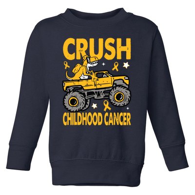 Crush Childhood Cancer Awareness Monster Truck Dinosaur Toddler Sweatshirt