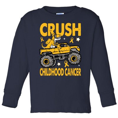 Crush Childhood Cancer Awareness Monster Truck Dinosaur Toddler Long Sleeve Shirt