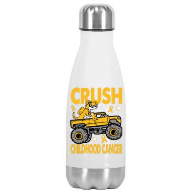 Crush Childhood Cancer Awareness Monster Truck Dinosaur Stainless Steel Insulated Water Bottle