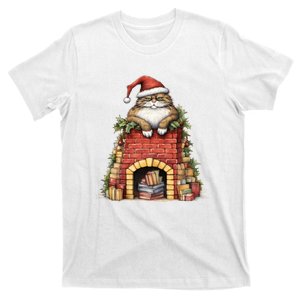 Christmas Cat Chimney Books T-Shirt