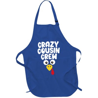 Crazy Cousin Crew Thanksgiving Funny Matching Turkey Face Gift Full-Length Apron With Pockets