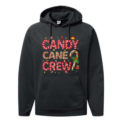 Candy Cane Crew Funny Christmas Candy Lover Xmas Pajamas  Performance Fleece Hoodie