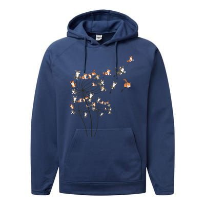 Cat Cute Cat Shirts Cute Dandelion Flower Performance Fleece Hoodie