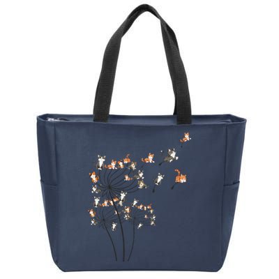 Cat Cute Cat Shirts Cute Dandelion Flower Zip Tote Bag