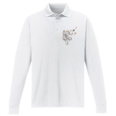 Cat Cute Cat Shirts Cute Dandelion Flower Performance Long Sleeve Polo