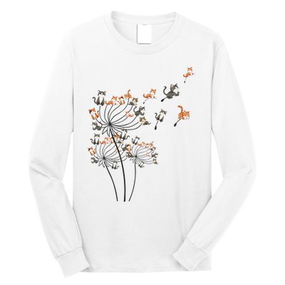 Cat Cute Cat Shirts Cute Dandelion Flower Long Sleeve Shirt