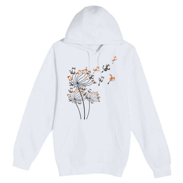 Cat Cute Cat Shirts Cute Dandelion Flower Premium Pullover Hoodie