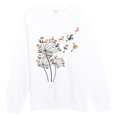 Cat Cute Cat Shirts Cute Dandelion Flower Premium Crewneck Sweatshirt