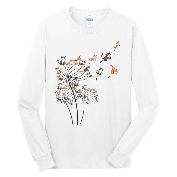 Cat Cute Cat Shirts Cute Dandelion Flower Tall Long Sleeve T-Shirt