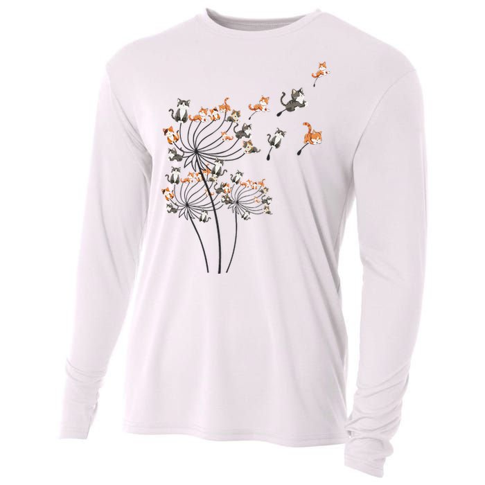 Cat Cute Cat Shirts Cute Dandelion Flower Cooling Performance Long Sleeve Crew