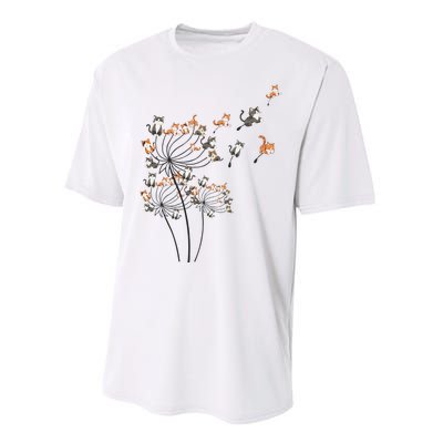 Cat Cute Cat Shirts Cute Dandelion Flower Performance Sprint T-Shirt